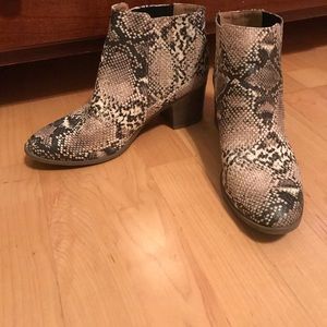 Faux snake skin booties